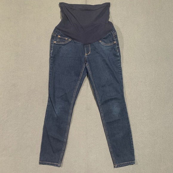 Indigo Blue Maternity Jeans Small PS Dark Wash Secret Fit Panel Stretch Denim - Picture 1 of 6